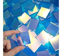 100Pcs Iridescent Acrylic Squares, 1/8" Thick Mini Rainbow Holographic Acrylics Squares, for DIY Crafts, 3D Art Deco, Light & Shadow Artwork, Graduation Cap Decoration (200Pcs)