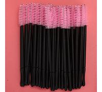 100pcs Jetable Cils Brosse Mascara Applicateur Ensemble de Maquillage, Facile Appliquer Mascara, Plastique et Coton, Taille Portable, 5 Couleurs à Choisir, Tout Neuf, Rose,