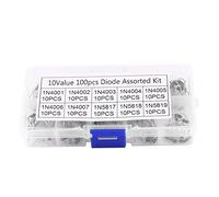100Pcs Kit d'Assortiment Électronique de Diode de Redresseur de Fuite à 10 Valeurs avec la Boîte 1N4001~1N4007 1N5817~1N5819