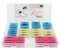 100PCS Kit de connecteurs de bout thermorétractable - bornes électriques isolées et étanches, bornes de sertisseur de fil de cuivre rouge étamé pour catégorie Marine automobile (3 couleurs) (100)
