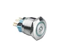 100pcs/lot 25mm 110V Push Button Switch Stainless Steel Momentary Ring and Power Illuminated LED Light Push Button Switch NWPNLXEA(110V LED Red)