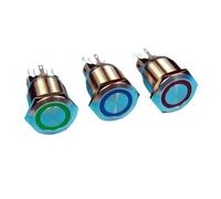 100PCS/LOT 25mm Red Green Blue 12v Ring Led Illuminated Momentary Metal Shell Stainless Steel Push Button Switch NWPNLXEA(12v green led)