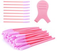 100pcs Mascara Brushes And 1pcs Y Shape Mascara Brush,Silicone Eyelash Extension Spool,Mascara Wand,Eyebrow Comb,Eyelash Makeup Tool (Pink)