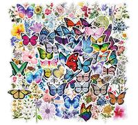 100pcs mignons Papillon autocollants en vinyle pour bouteilles d'eau gobelet bagages planche à roulettes pare-chocs scrapbook tasse, autocollant cadeau pour enfants adolescents adultes