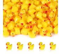 100pcs Mini Canards en Résine, Jaune Grand Cour Amour Petit Canard Miniature Petites Figurines Canard Accessoires Bricolage pour Jeu Farces Maison Poupée Projet Décoration Saint-Valentin