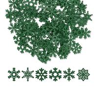 100pcs Mini Ornement de Flocon de Neige, 2,3cm Flocons de Neige en Bois pour l'Artisanat en Bois Wood Snowflake pour Bricolage Sapin de Noël Fête d'Hiver Décoration de la Maison (Vert)