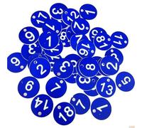 100Pcs Number Tags 10-100 Engraved Signs Small Round Labels Pour Sac Casier(Blue)