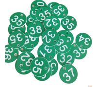 100Pcs Number Tags 10-100 Engraved Signs Small Round Labels Pour Sac Casier(Green)