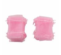 100PCS Organza Bags 10x15cm | Transparent Drawstring Presentation Bags for Wedding Favors/Party Decorations/Jewelry Storage | Reusable Mesh Pouch with Silky Trim (Pink)