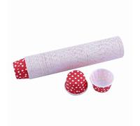 100PCS Parchment Paper Cupcake Liners, Paper Cake Cupcake Liner Case Wrapper Muffin Baking Cup Mini Muffin Pan for Party Wedding (Red Wave Point)