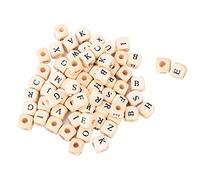 100Pcs Perles Entretoises, 10 X 10 mm Carrées en Bois Alphabet Trou Perles Lettres Noires Entretoise Perles Macramé pour Colliers Bracelets Porte Bonheur Fabrication de Bijoux à Bricoler Soi MêMe