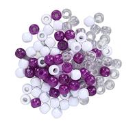 100Pcs Perles Tressage Cheveux, Anneaux Tube Plastique pour Dreadlocks Accessoires Style Barbe Femmes Hommes Fabrication Bijoux Bracelets DIY (blanc violet transparent)