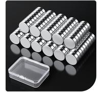 100pcs Petit Puissants Aimants en Néodyme : Mini Aimant frigo de avec boîte de Rangement - Rond Magnets pour Frigo, Tableau Blanc, Porte, Calendrier (100, 8x3 mm)