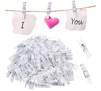 100pcs Pinces Transparent à Ressort de Mini Suspension Clips Colliers Vêtements en Plastique Clips Ligne Papier Photos Clips Clothespins