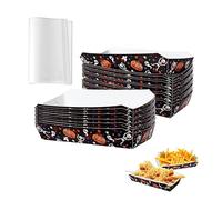 100pcs Plateaux Alimentaires d'halloween et 100pcs Deli Paper Plateau de Service Halloween Plateau Nachos Barquette en Carton Alimentaire pour Collations Hot-Dogs Bonbons (Produit Semi-Fini)