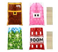 100pcs Pochettes Cadeaux Pixelisées, Thème Jeux Vidéo Pochettes de Fête avec Ficelles Articles de Fête Élégants pour la Décoration pour Ranger Bonbons et Friandises