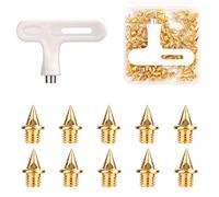 100pcs Pointes de Course, Acier Inoxydable de 0,635cm Pointe Athlétisme Sprint avec 1pcs Clé à Pointes Pointes Piste Fournitures Rechange pour Le Sport pour Le Cross-Country(Or)