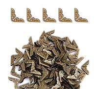 100pcs Protecteurs de Coin de Livre Métal, Vintage Couvre-Coins de Livre Décoratif Protecteur de Bord de Livre de Poche pour Album Photo Cahier Album Menu Dossier de Fichiers (Bronze)