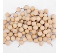 100pcs Punaises en Bois, 20x10mm Tête Ronde Punaises Épingles pour Tableau d'Affichage en Liège Cartes Calendriers Affichage Photo Fournitures de Bureau(Marron Clair)