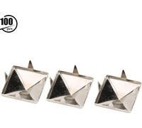 100pcs pyramides carrées punk rivets 4 griffes crampons métalliques pour bracelets chaussures de vêtements sacs à main -sac à main 12mm