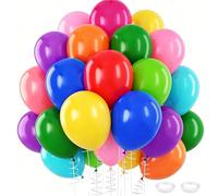 100Pcs Rainbow Balloon Bouquet, 12 Inch Assorted Colors Latex Balloons with 10 Vibrant Colors Rainbow Ballons for Birthday Party Decorations, Wedding, Baby Shower, Multicolour Ballon