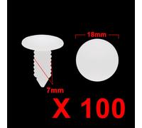 100Pcs Rivet Fixation Plastique Blanc Dia Trou 6mm Universel Fixation Voiture