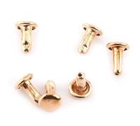 100Pcs Rivet Tubulaire en Métal, Chapeau de Double Casquette Calotte 6x8mm pour DIY Artisanat en Cuir de la Décoration (Or)