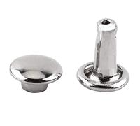 100Pcs Rivet Tubulaire en Métal, Chapeau de Double Casquette Calotte 6x8mm pour DIY Artisanat en Cuir de la Décoration (Silver)