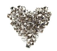 100Pcs Rivets, 9mm Cuir Craft Rivet Spikes Studs Rivets à Quatre Mâchoires Décoratif Chaussures Rivet, Laiton Punk Rivets Cuivre Rivets Carrés pour Punk Craft Cuir Vêtements (Argent)