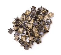 100Pcs Rivets, 9mm Cuir Craft Rivet Spikes Studs Rivets à Quatre Mâchoires Décoratif Chaussures Rivet, Laiton Punk Rivets Cuivre Rivets Carrés pour Punk Craft Cuir Vêtements (Bronze)
