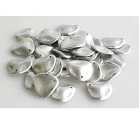 100pcs Rose Petal Beads 14 x 13 mm, Silver Matte (1700), Bohemian Crystal Glass, Czech Republic 11100077 Wholesale Bulk Pack