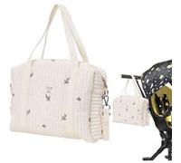 100pcs Sac à Langer Unisexe Olive Pour Bébé Sac De Voyage Grande Capacité Coton Sac Bandoulière à Langer Élégant Sac de Maternité Sac à Couches de Voyage avec 2 Crochets de Poussette beige G