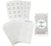 100pcs Sac de Confettis de Mariage 4 * 6in Petits Sacs en Papier Glassine Sacs à Bonbons Sachet de Fleur de Pétale Motif de Feuille avec Ruban de Colle pour Mariage (100)