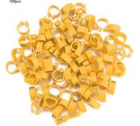 100pcs/sachet 8mm 001-100 anneaux en plastique numérotés lettres-pigeons-oiseaux (jaune)