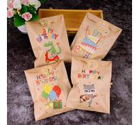 100pcs Sachets Bonbons Et 120pcs Autocollants Happy Birthday Petit Sac Pochette 13x18cm En Papier Et Étiquettes Emballage Cadeau Petit Biscuits Dragée Pour Anniversaire Mariage Fête