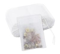 100Pcs Sachets en Mousseline de Coton, 8x10cm et 6x8cm Sachets thé Réutilisable avec Cordon de Serrage Sac de Thé Coton pour Cuisson Thé Café Herbes Epices Trempage DIY - Beige