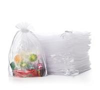 100pcs Sacs Organza 10x15cm Sachets Pochettes Cadeau en Organza avec Cordon de Serrage pour Lavande Bijoux Cadeaux de Noël Dragée Bonbons Marriage Fêtes,Blanc