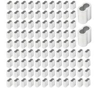 100pcs Sleeve de boucle de boucle d'empilement en aluminium, Cerpages câble à double baril Ferrules, trésors fil pratiques résistants à la corrosion pour corde filaire 0, 3 cm