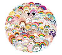 100pcs style ins arc-en-ciel autocollants pour bouteilles d'eau gobelet bagages planche à roulettes pare-chocs scrapbook tasse, autocollant cadeau pour enfants adolescents adultes