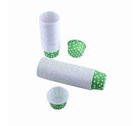 100pcs tasses de cuisson jaune, mini-revêtements de cupcakes en papier, emballages à muffins à grésitude, étuis à gâteaux sécurisés au four, supports de dessert pour la cuisson, (Points verts)