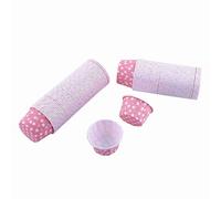 100pcs tasses de cuisson jaune, mini-revêtements de cupcakes en papier, emballages à muffins à grésitude, étuis à gâteaux sécurisés au four, supports de dessert pour la cuisson, (Porties roses)