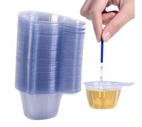 100pcs Tasses D'urine,Tasses D'échantillons D'urine Pour Test De pH,Tasse à Urine Coupelles Plastique Jetable,Gobelets de Mélange époxy en plastique Transparent,Transparente Tasse Graduée en plastique