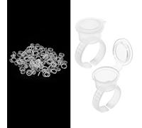 100PCS Tatouage Encre Titulaire Anneau, Anneau Cils Étendre Pigment Conteneur Tasse Bouchon avec Couvercle Kit De Doigt Main Beauté Outils pour Extensions Maquillage et Sourcils