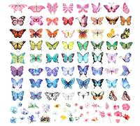 100pcs Tatouage Temporaire,Tatouage Papillon Fleur Femme Colorés Imperméables pour Adultes Enfants Visage Corps Fête d'anniversaire Carnaval