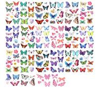 100pcs Tatouage Temporaire,Tatouage Papillon Fleur Femme Colorés Imperméables pour Adultes Enfants Visage Corps Fête d'anniversaire Carnaval