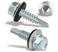 100PCS Vis Autoforeuse Metal 4,8x19 mm Vis Autoperforante Inox Bac Acier Hexagonale Vis Autoperceuse pour Metal Vis Etanche Avec Joint Tole Toiture Autoforante Auto Foreuse pour Plus Fixation(Argenté)