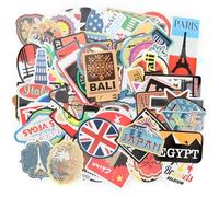 100pcs Voyage Sticker Autocollant, Autocollants de Voyage Rétro en Vinyle, Vinyle étiquettes de Vintage Rétro pour Décorer Ordinateur Portable, Guitare, Skateboard, Décorez Vos Objets Préférés
