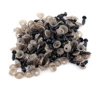 100pcs Yeux de Poupée Bricolage, Loisirs créatifs Fabrication de poupées Noir en Plastique Avec Rondelle pour Ours en Peluche Animaux Feutres Jouets(12mm)