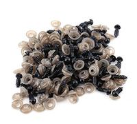 100Pcs Yeux de Securite Amigurumi, Noir Yeux de Sécurité en Plastique avec Des Rondelles, Poupée Faisant Des Kits pour La Peluche Animal Peluche Feutres Jouets(8mm)