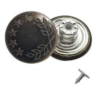 100pièces Jean boutons avec épingles-hammer-on Clous pressée à la main sur mesure pour couture Fabriqué Apparel ou réparer Pantalons, Shorts, Sacs, vêtements et autres, 5 Star Gun Metal, 17mm